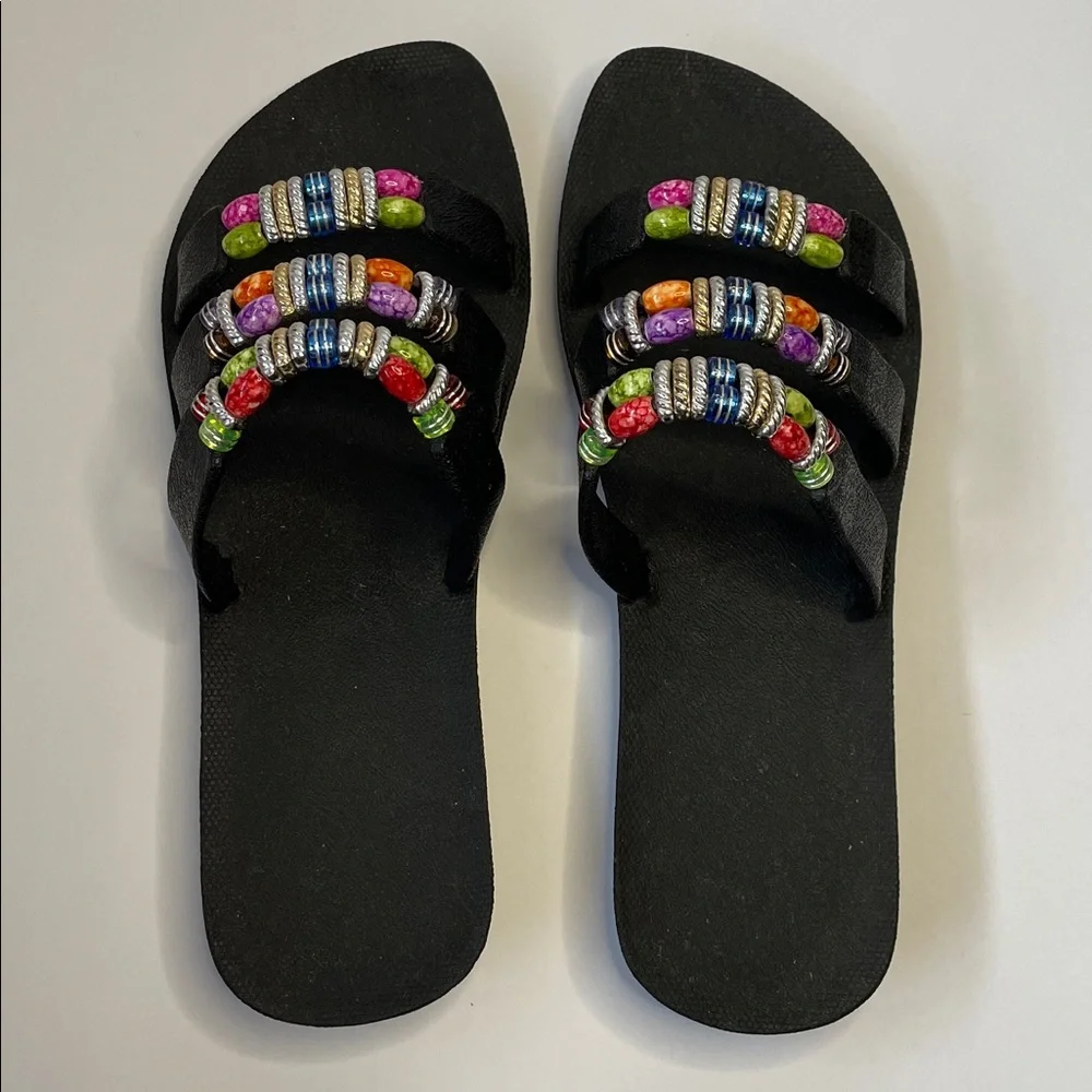 NWOT PALI Hawaii Slide Colorful Beaded Women's Sandals. Size 9. - Picture 3 of 7